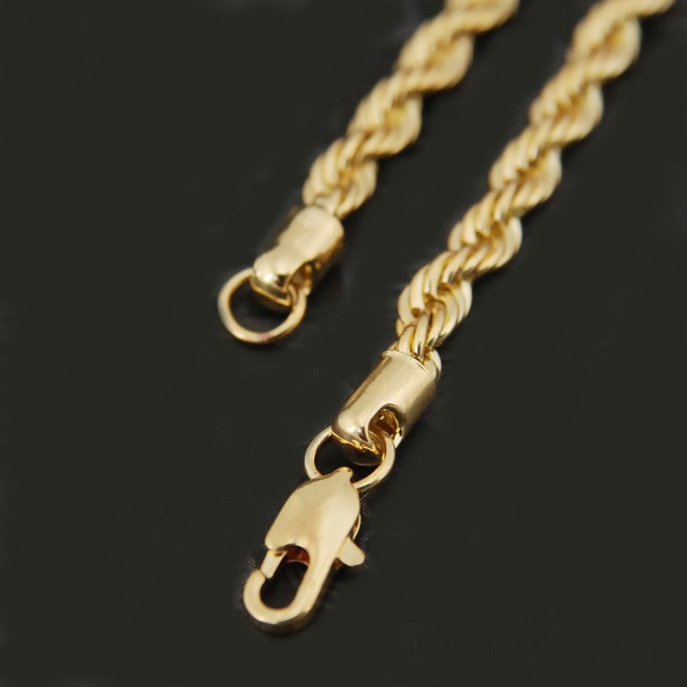 Mens 24" New 14k Gold Plated  10m Thick Rope Chain - Picture 7 of 8